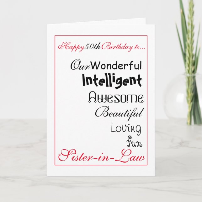 Schwägeringeburtstagskarte. 50. female.girls. karte (Vorderseite)