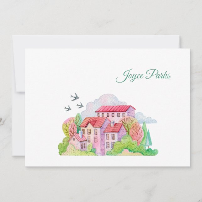 Schwalbe kehren im Frühjahr Personalisiert Station Dankeskarte (Vorderseite)