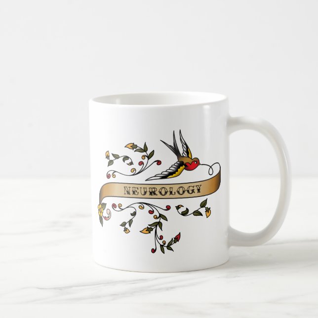 Schwalbe und Rolle mit Neurologie Kaffeetasse (Rechts)