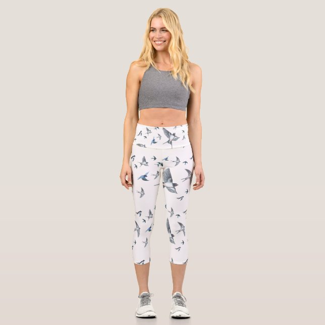 Schwalbe Vögel fliegen Illustration Capri Leggings (Vorderseite)