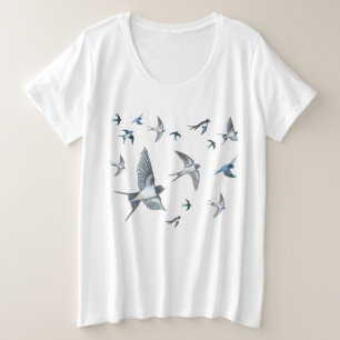 Schwalbe Vögel fliegen Illustration Große Größe T-Shirt