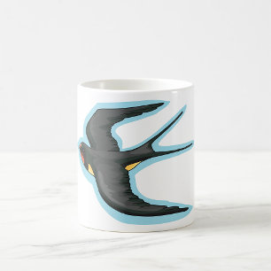 Schwalbe Vogel fliegt Kaffeetasse