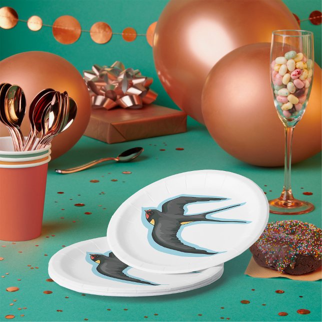 Schwalbe Vogel fliegt Pappteller (Von Creator hochgeladen)