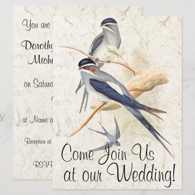 Schwalbe Vögel Wildtiere Hochzeit Einladung (Vorne/Hinten)