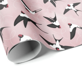 Schwalben am Himmel - Rosa - Große Skala Geschenkpapier