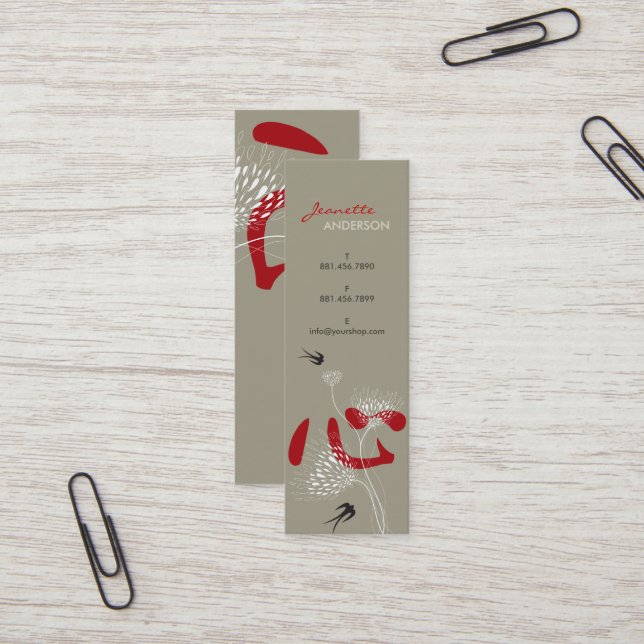 Schwalben Birnen Chinesisches Herz-Orientales Kanj Mini Visitenkarte (Vorderseite/Rückseite Beispiel)