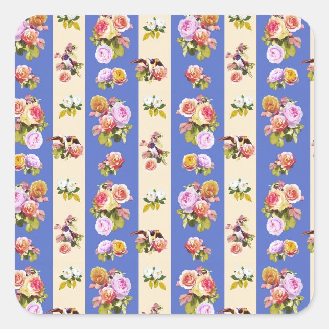 Schwalben und Rose Quadratischer Aufkleber (Vorderseite)