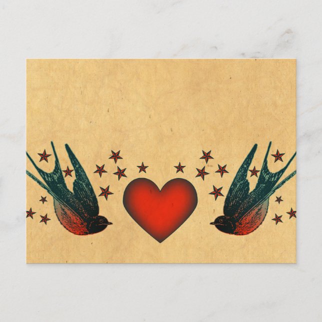 Schwalben und Sterne Postkarte (Vorderseite)