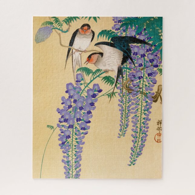 Schwalben und Wisteria von Ohara Koson Puzzle (Vertikal)