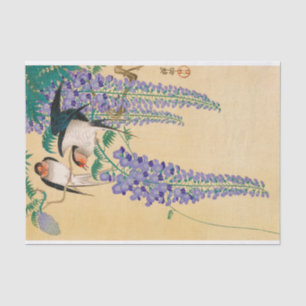 Schwalben und Wisteria von Ohara Koson Seidenpapier