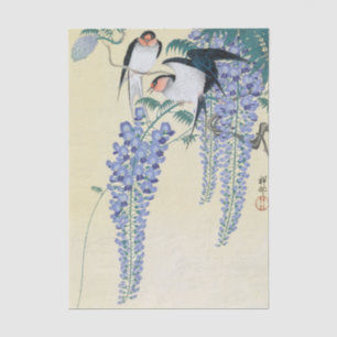 Schwalben und Wisteria von Ohara Koson Seidenpapier