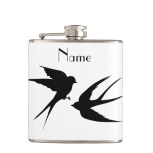 Schwalben Vögel Silhouetten Thunder_Cove Flachmann