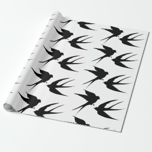 Schwalben Vögel Silhouetten Thunder_Cove  Geschenkpapier
