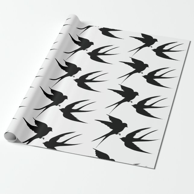 Schwalben Vögel Silhouetten Thunder_Cove  Geschenkpapier (Ungerollt)