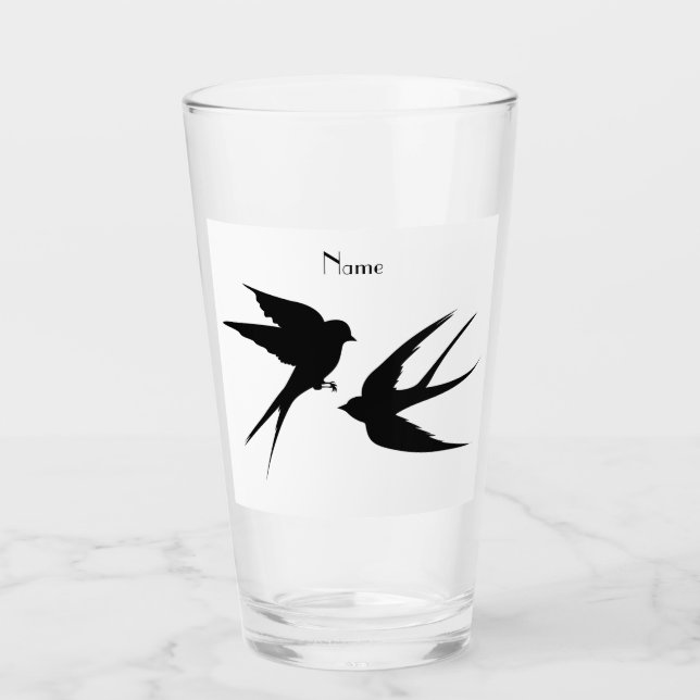 Schwalben Vögel Silhouetten Thunder_Cove Glas (Vorderseite)