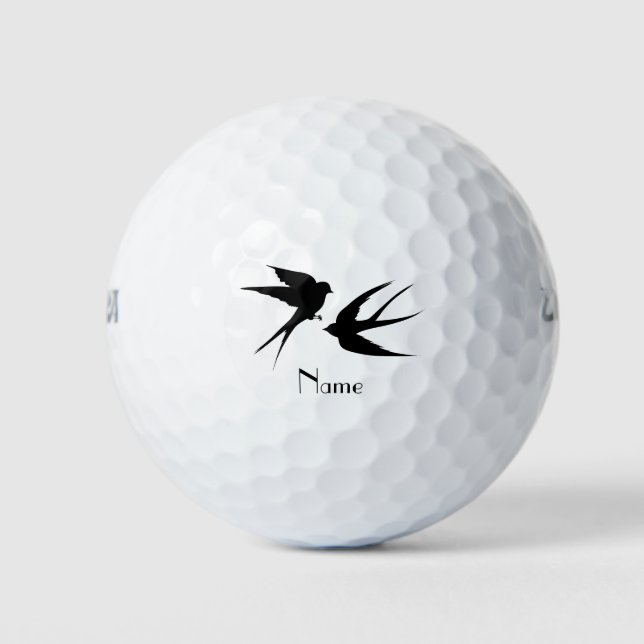 Schwalben Vögel Silhouetten Thunder_Cove Golfball (Vorderseite)