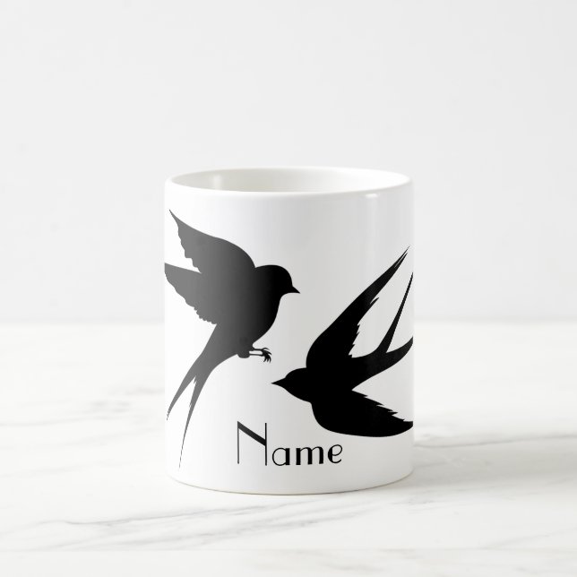 Schwalben Vögel Silhouetten Thunder_Cove Kaffeetasse (Mittel)