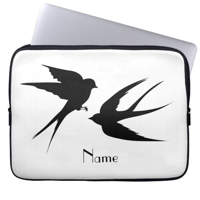 Schwalben Vögel Silhouetten Thunder_Cove Laptopschutzhülle (Vorderseite)