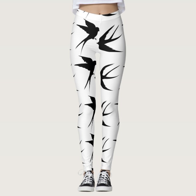 Schwalben Vögel Silhouetten Thunder_Cove    Leggings (Vorderseite)