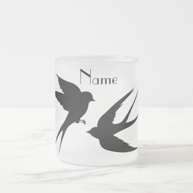 Schwalben Vögel Silhouetten Thunder_Cove Mattglastasse (Mittel)