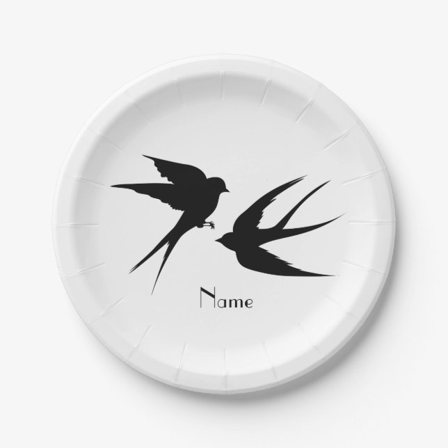 Schwalben Vögel Silhouetten Thunder_Cove  Pappteller (Vorderseite)
