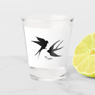 Schwalben Vögel Silhouetten Thunder_Cove   Schnapsglas