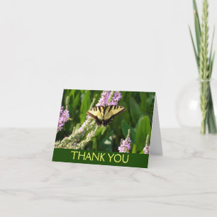 Schwalbenschwanz auf violetten Wildblumen Dankeskarte
