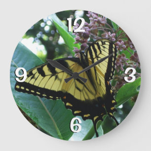 Schwalbenschwanz Schmetterling I auf Seidenpflanze Große Wanduhr