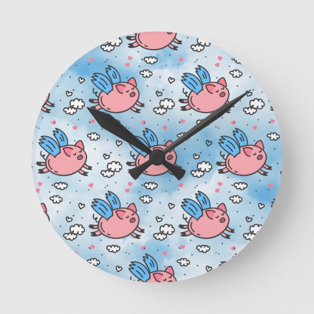 Schwallschweine Runde Wanduhr (Vorderseite)