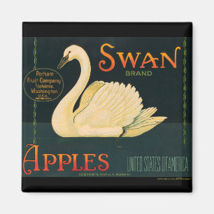Schwan-Apfel-Frucht-Kisten-Aufkleber-Magnet KRW Magnet