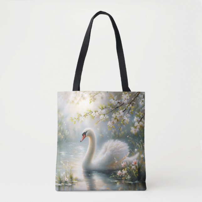 Schwan auf dem See  Frühlingsblumenkunst (Vorderseite)
