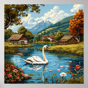 Schwan auf dem See Poster