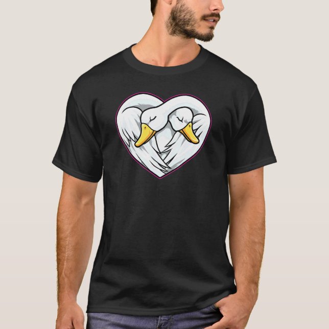 Schwan Couple Heart Shape Liebe Animals T-Shirt (Vorderseite)