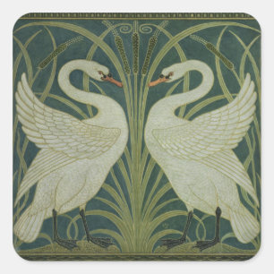 "Schwan-, Eile- und Iris" Tapetenentwurf Quadratischer Aufkleber