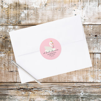 Schwan Ein Kleines Prinzessin Rosa Baby Shower Runder Aufkleber