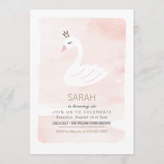 Schwan-elegante rosa Geburtstags-Einladung Einladung