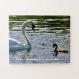 Schwan & Fluffiges Cygnet-Foto Personalisiertes Pu Puzzle