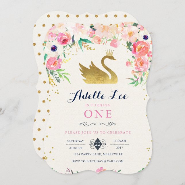 Schwan Geburtstag Einladung (Vorne/Hinten)
