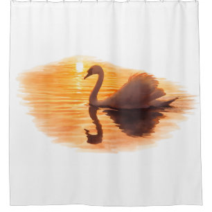 Schwan gleitet bei Sonnenuntergang Duschvorhang