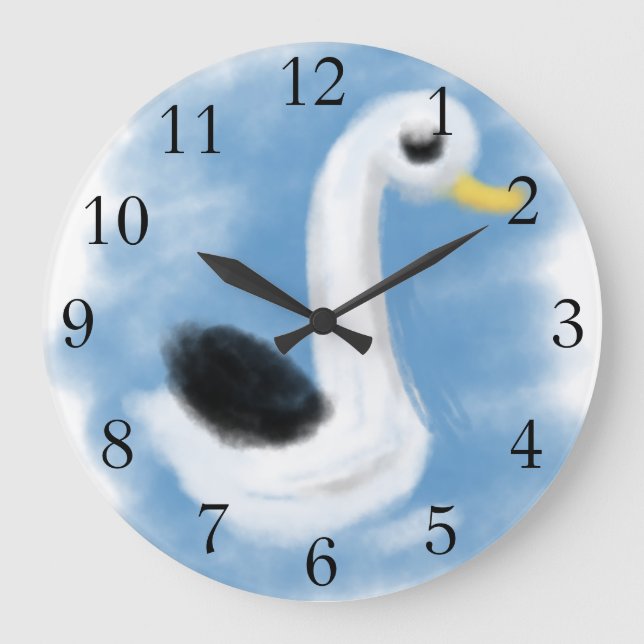 Schwan Große Wanduhr (Vorderseite)