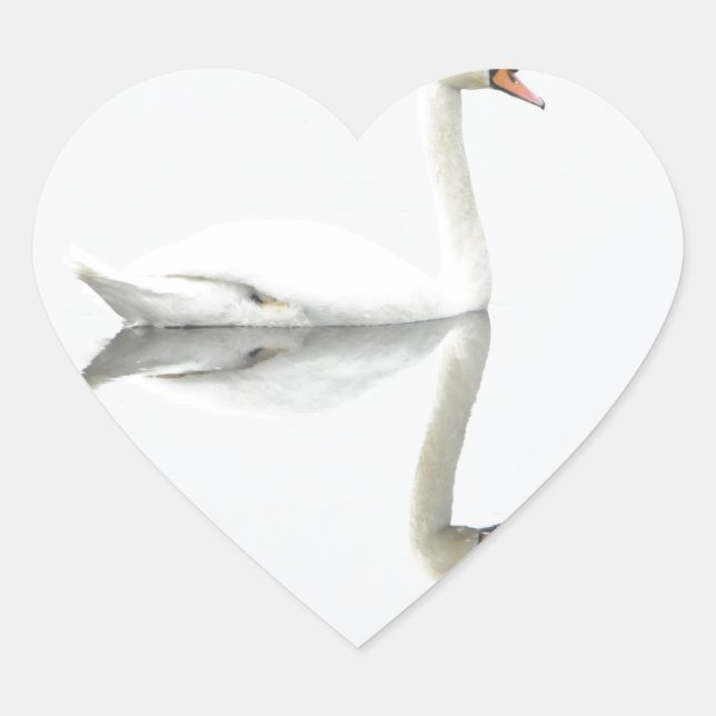 Schwan Herz-Aufkleber (Vorderseite)