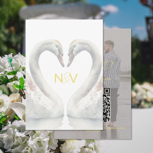 Schwan-Hochzeits-RSVP-QR-Code-Karte Begleitkarte