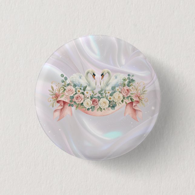 Schwan-Hochzeitsservietten Button (Vorderseite)