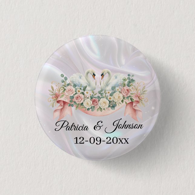 Schwan-Hochzeitsservietten Button (Vorderseite)