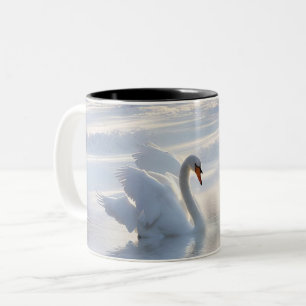 Schwan im Schnee Schön Zweifarbige Tasse