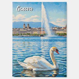 Schwan in Genf Schweiz Reise  Magnet