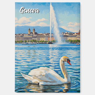 Schwan in Genf Schweiz Reise Magnet