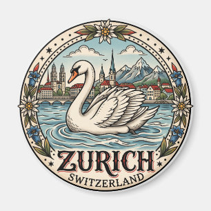 Schwan in Zürich Schweiz Magnet