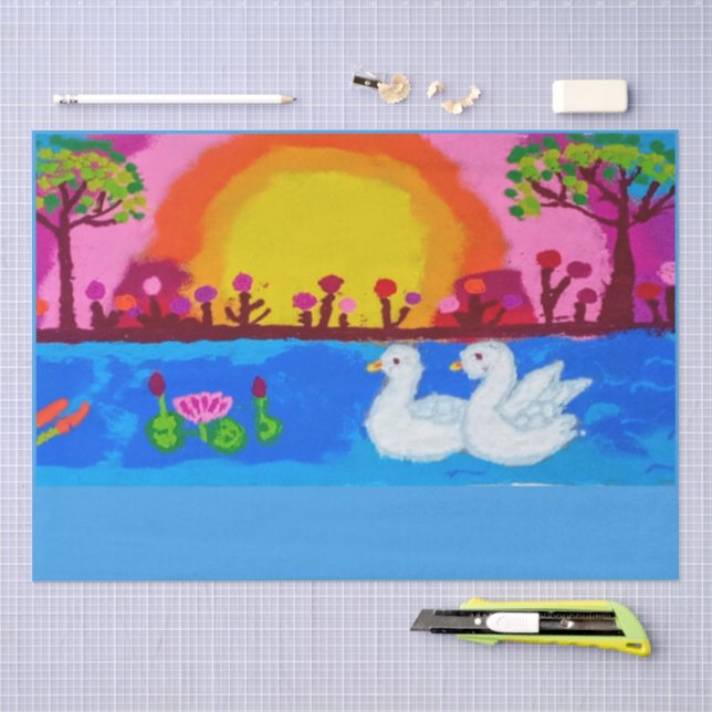 Schwan-Landschaft-Tissue-Papier Seidenpapier (Handwerk)