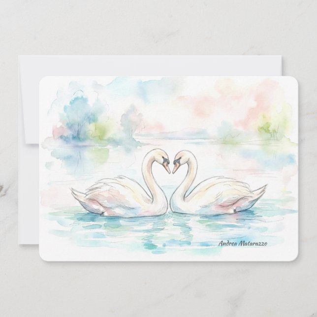 Schwan Liebende - Valentinstag Karte (Vorderseite)